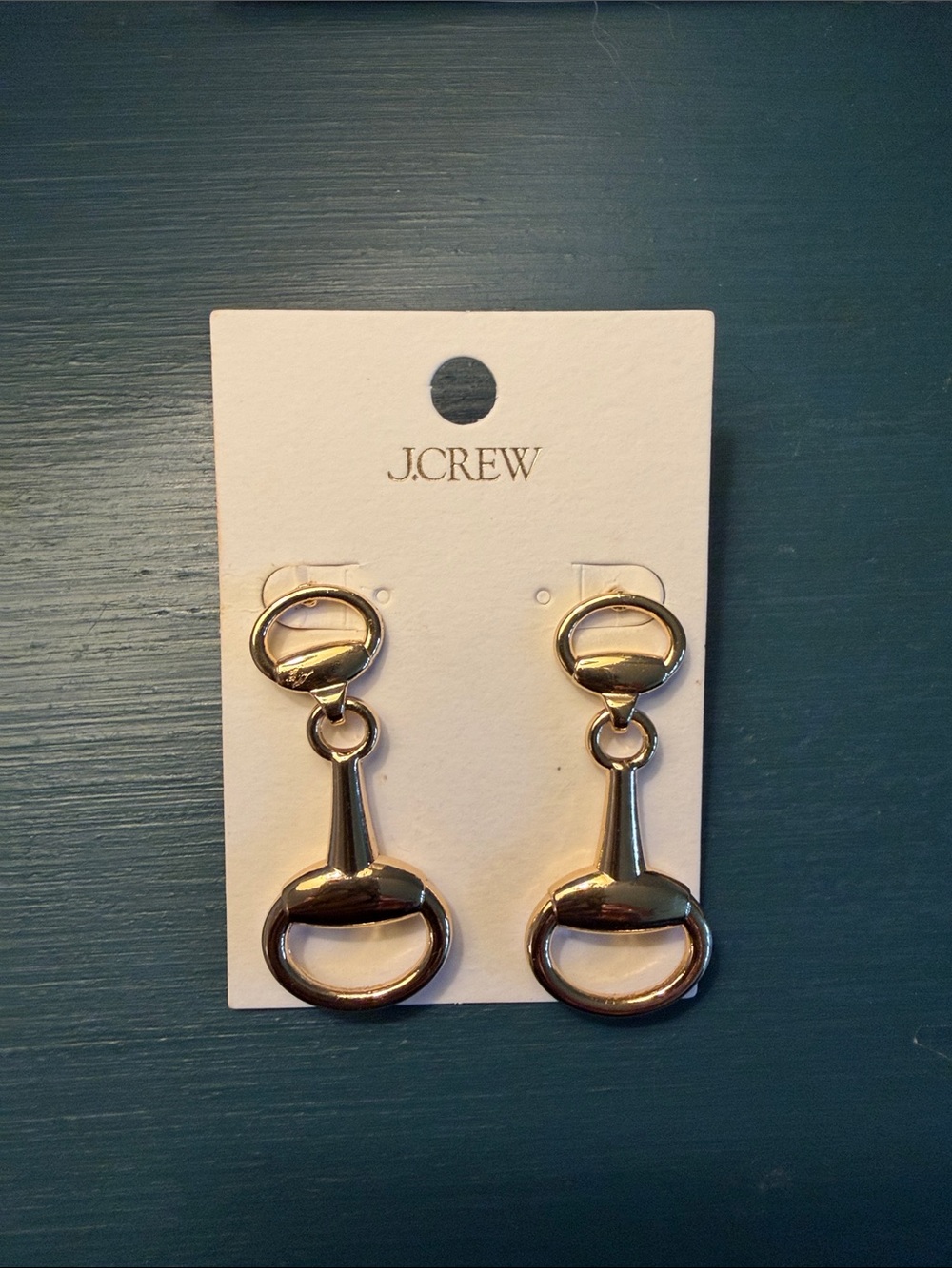J. Crew Shiny Gold Horsebit Drop Earrings